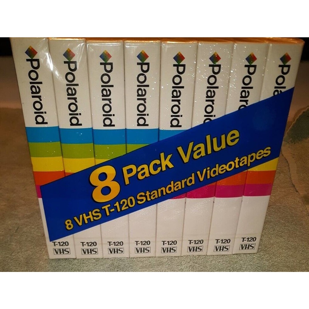 8 Blank Polaroid Supercolor Video Cassette VHS Tapes 6 hr~ T-120 ~ NEW SEALED